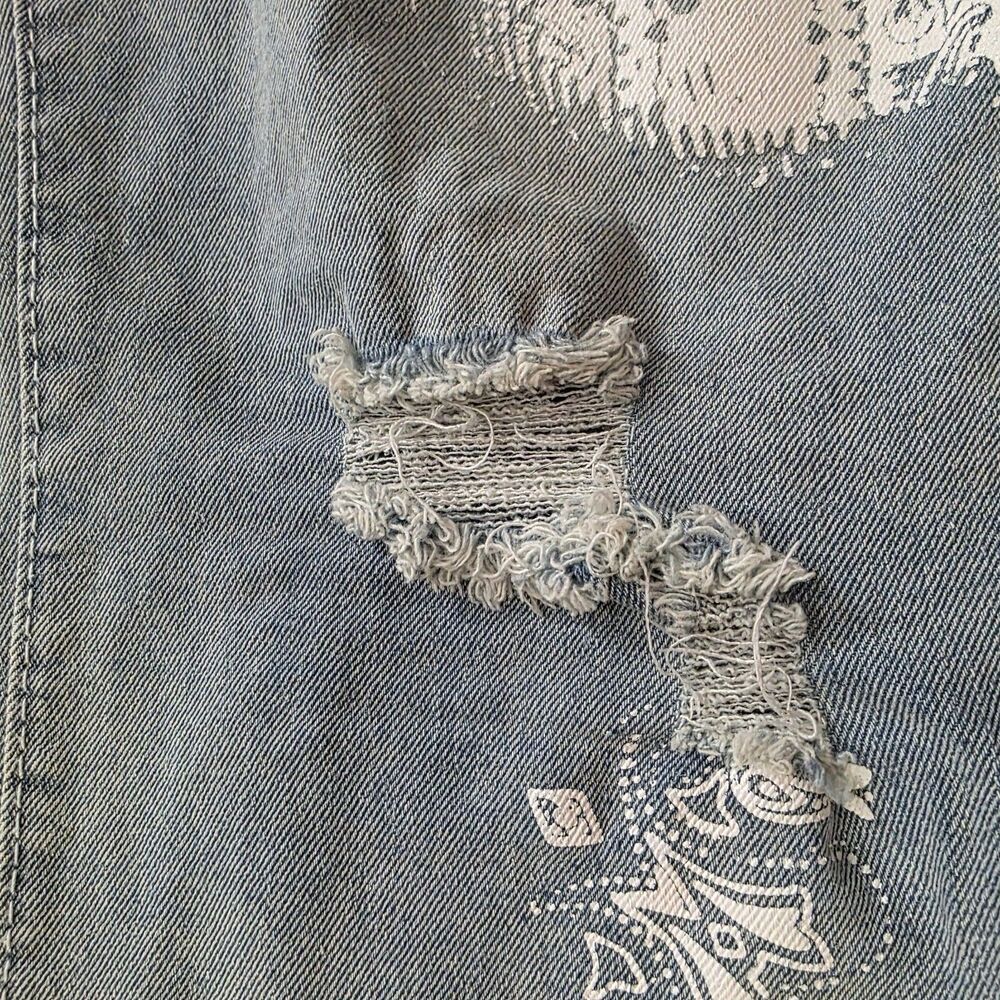 M. Society Politcally Incorrect Jeans Size 36 X 32 Skinny Distressed Skull Moto - Picture 9 of 13